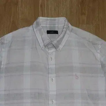 [BUNJANG] Hazzys Ivory Check Linen Shirt / (110) A978.헤지스/아이보리 체크린넨셔츠