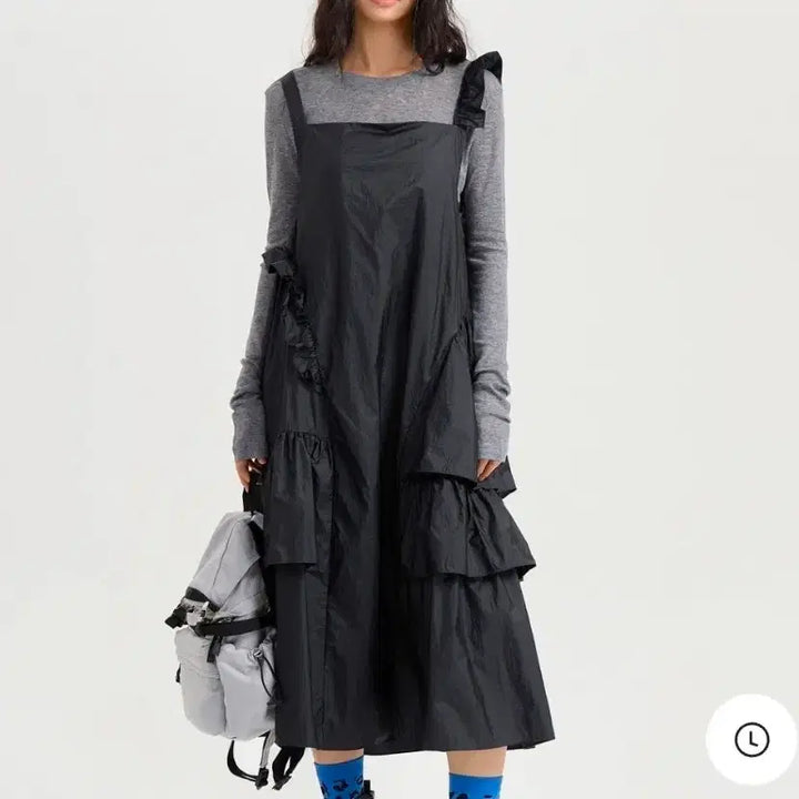 [BUNJANG] Lucky Chouette Ruffle Sleeveless Long Dress / 럭키슈에뜨 러플 롱원피스[38]