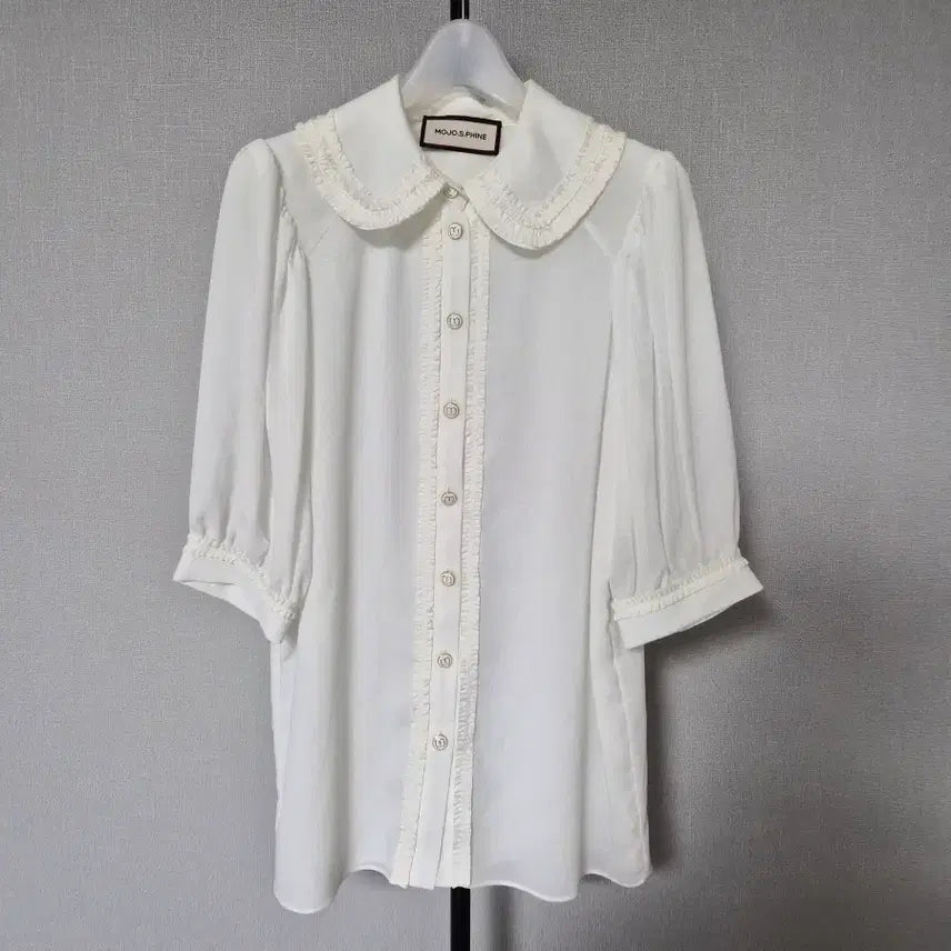 [SOLD OUT] 모조에스핀 55 레이스 카라 7부8부 블라우스 셔켓 W-반팔-167