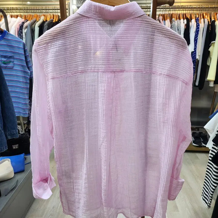 [BUNJANG] MIXXO Pink See-Through Blouse / 핑크 시스루 셔츠 블라우스