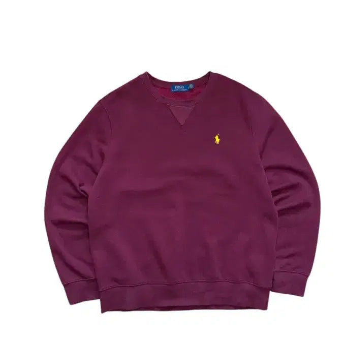 [BUNJANG] Polo Ralph Lauren Burgundy Sweatshirt with Yellow Logo / 폴로 랄프로렌 맨투맨 버건디