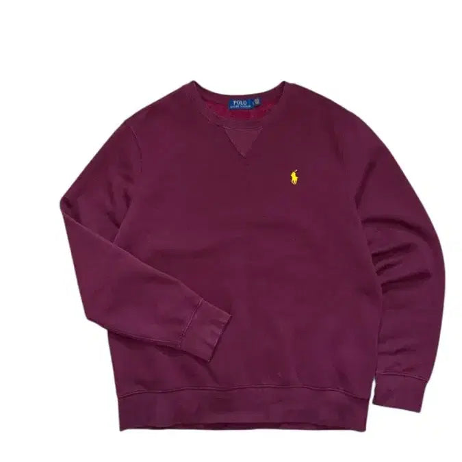 [BUNJANG] Polo Ralph Lauren Burgundy Sweatshirt with Yellow Logo / 폴로 랄프로렌 맨투맨 버건디