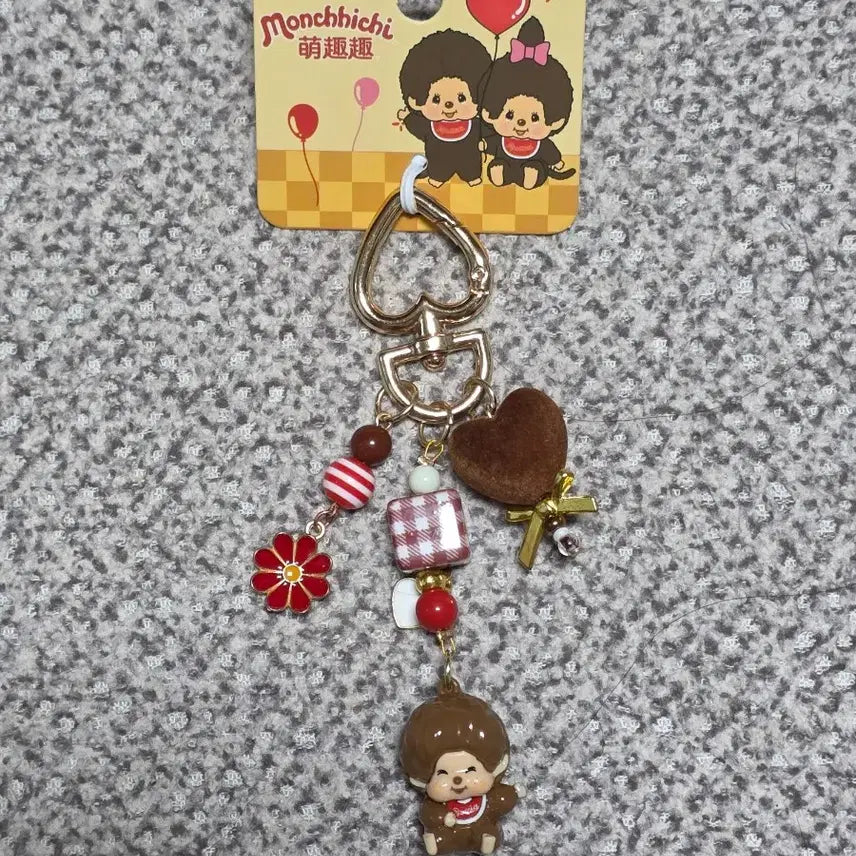 [BUNJANG] Monchhichi Heart Charm Keyring Bag Charm / 몬치치 하트 참 키링 백참