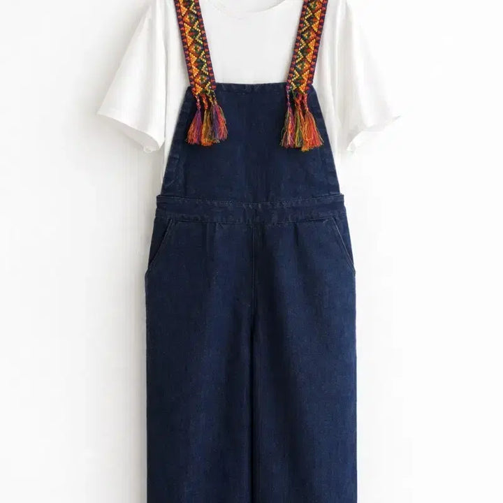 [BUNJANG] Rainbow Suspenders Jeans Set / 무지개 멜빵 바지