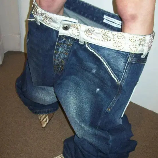 [BUNJANG] Sculptor Beaded Denim Pants Indigo Blue M / 스컬프터 Sculptor 비즈 데님 팬츠 (인디고 블루) M