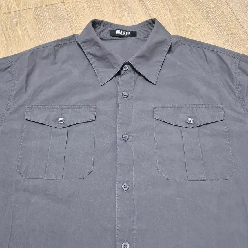 [BUNJANG] Drawfit Paper Cotton Alex Half Shirt (D.Grey, M) / 드로우핏 페이퍼 코튼 하프 셔츠