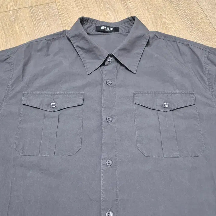 [BUNJANG] Drawfit Paper Cotton Alex Half Shirt (D.Grey, M) / 드로우핏 페이퍼 코튼 하프 셔츠