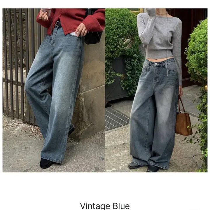 [BUNJANG] K-Club All Day Vintage Washing Blue Pants Long / 케이클럽 올데이 빈티지 워싱 블루 팬츠 롱s