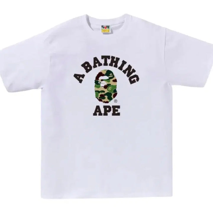 [BUNJANG] Bape Camo College Short Sleeve T-Shirt White Green / 베이프 카모 컬리지 반팔 티셔츠 화이트 그린