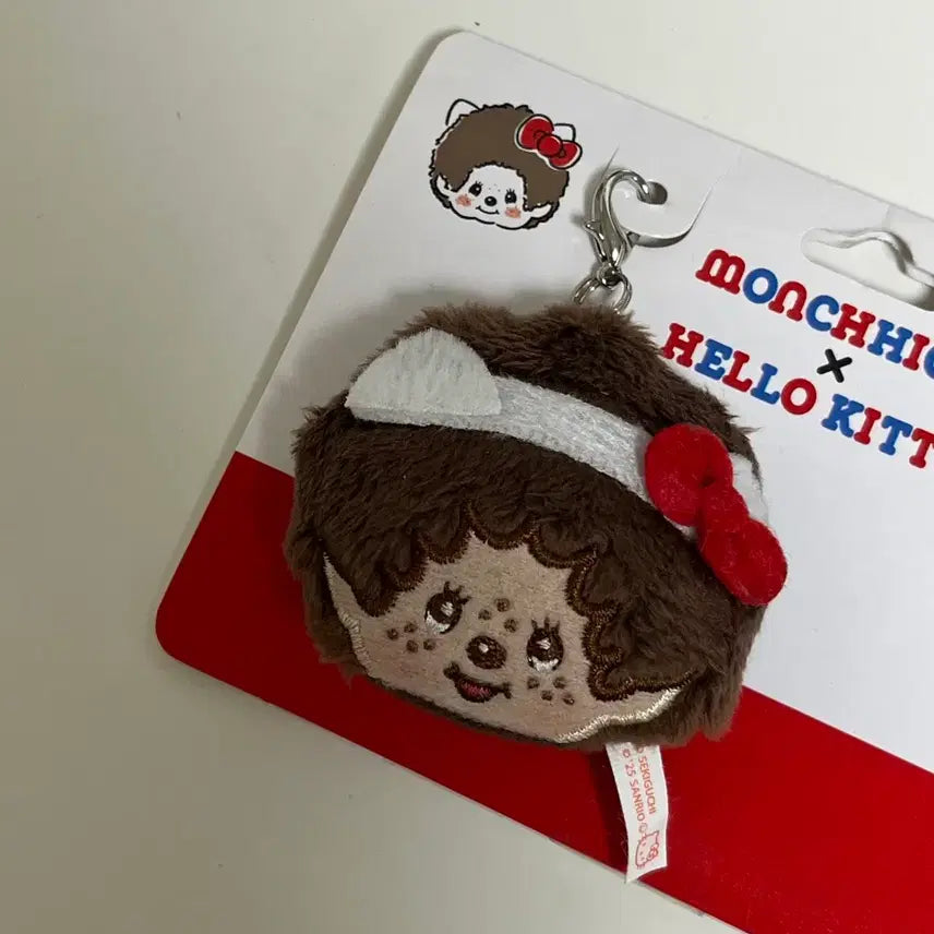 [BUNJANG] Monchhichi x Hello Kitty Plush Charm Keychain / 몬치치 키티 플러시 참 키링