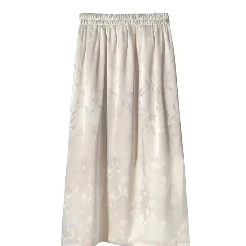 [BUNJANG] Beige Flower Pattern Long Skirt (Plus Size Available) / (빅사이즈 가능) 베이지 플라워 롱 스커트