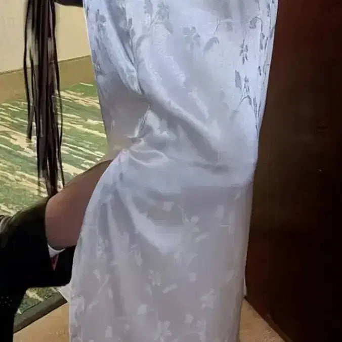 [BUNJANG] Beige Flower Pattern Long Skirt (Plus Size Available) / (빅사이즈 가능) 베이지 플라워 롱 스커트