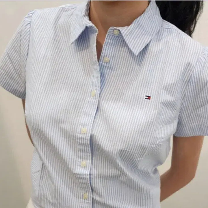 [BUNJANG] Tommy Hilfiger Striped Short Sleeve Shirt Women&