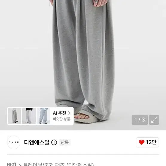 [BUNJANG] DNSR Flow Banding Pants Grey M / dnsr 딥 포턱 플로우 밴딩 팬츠 그레이 m