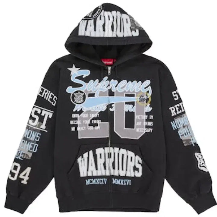 [BUNJANG] Supreme Warriors Appliqué Hoodie Black / [XL]슈프림 워리어스 아플리케 후드집업 블랙