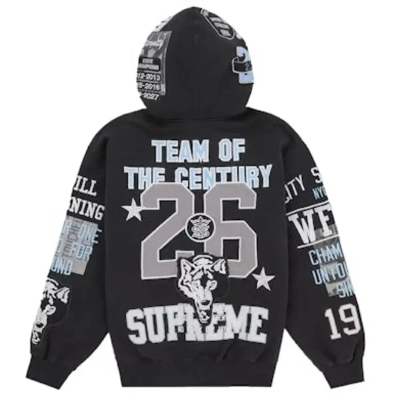 [BUNJANG] Supreme Warriors Appliqué Hoodie Black / [XL]슈프림 워리어스 아플리케 후드집업 블랙