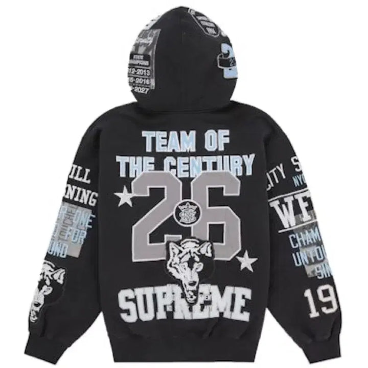[BUNJANG] Supreme Warriors Appliqué Hoodie Black / [XL]슈프림 워리어스 아플리케 후드집업 블랙