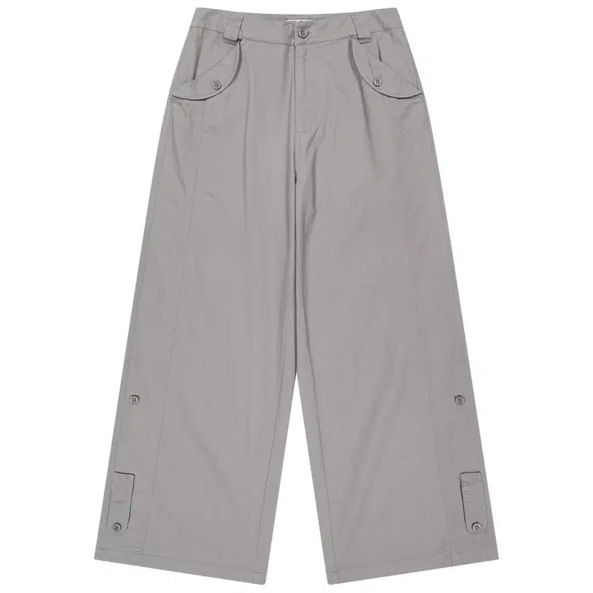 [BUNJANG] KOSEIO Washed Button Tab Pants Gray / 코이세이오 워시드 버튼 탭 팬츠 그레이
