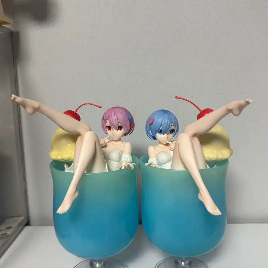 [BUNJANG] Re:Zero Ram Rem Cream Soda Figure Bundle Set / 리제로 람 렘 크림소다 피규어 일괄