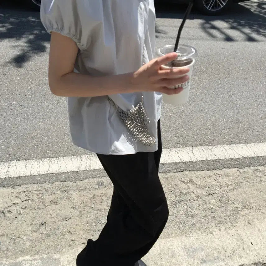 [BUNJANG] Meaning Out Early Button Shirring Blouse / 미닝아웃 얼리버튼셔링 블라우스