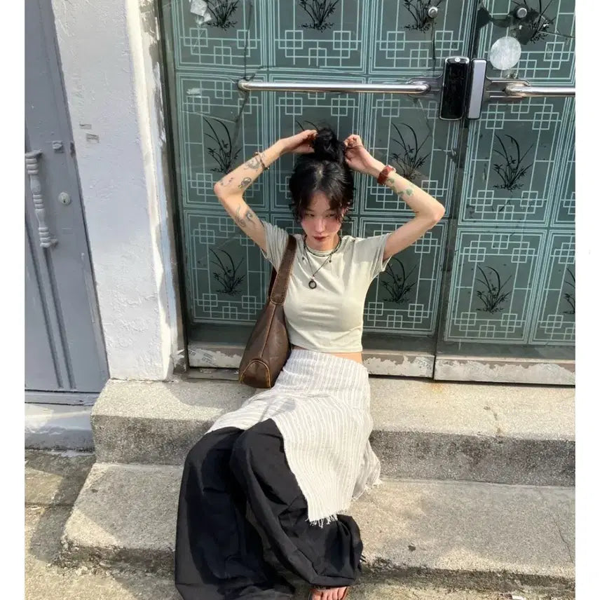 [BUNJANG] Morae House Asymmetric Skirt Ivory / 모래하우스 언발란스 스커트