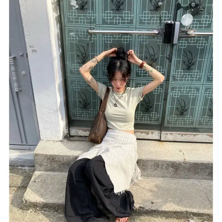 [BUNJANG] Morae House Asymmetric Skirt Ivory / 모래하우스 언발란스 스커트