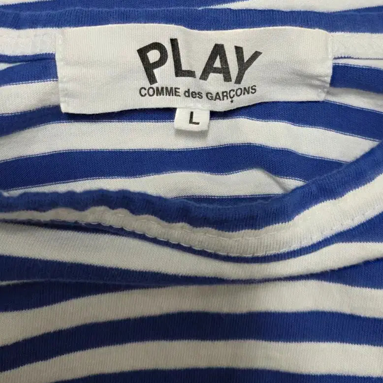 [BUNJANG] Comme des Garçons Striped T-Shirt Red Emblem L / 꼼데가르송 스트라이프 반팔티 레드와펜 L