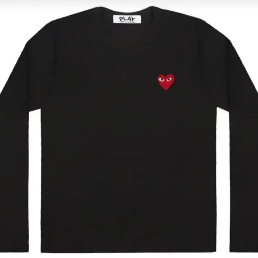 [BUNJANG] Comme des Garçons Heart Long Sleeve T-Shirt White/Black / 꼼데가르송 하트 긴팔 티셔츠 흰/검