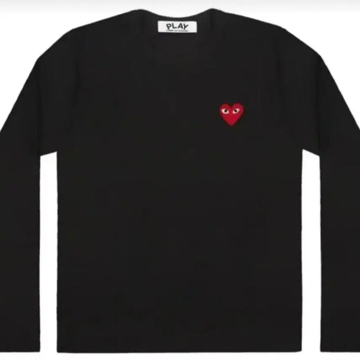 [BUNJANG] Comme des Garçons Heart Long Sleeve T-Shirt White/Black / 꼼데가르송 하트 긴팔 티셔츠 흰/검