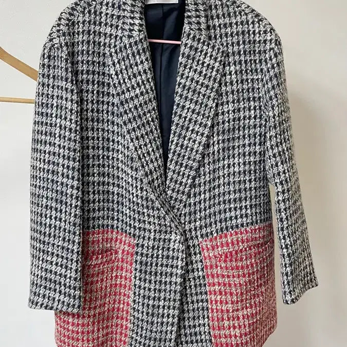 [BUNJANG] SJ SJ Houndstooth Check Color-Block Jacket / SJ SJ 하운드투스 체크 배색 자켓
