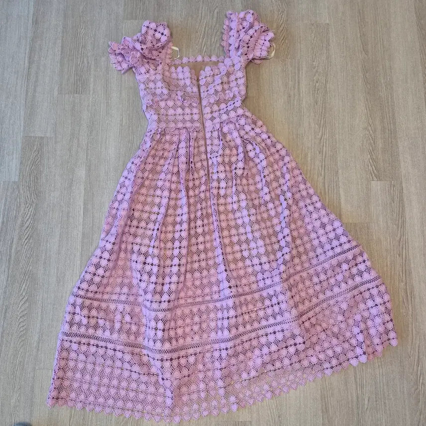 [BUNJANG] Self-Portrait Heart Short Sleeve Long Dress / 셀프포트레이트 하트 원피스