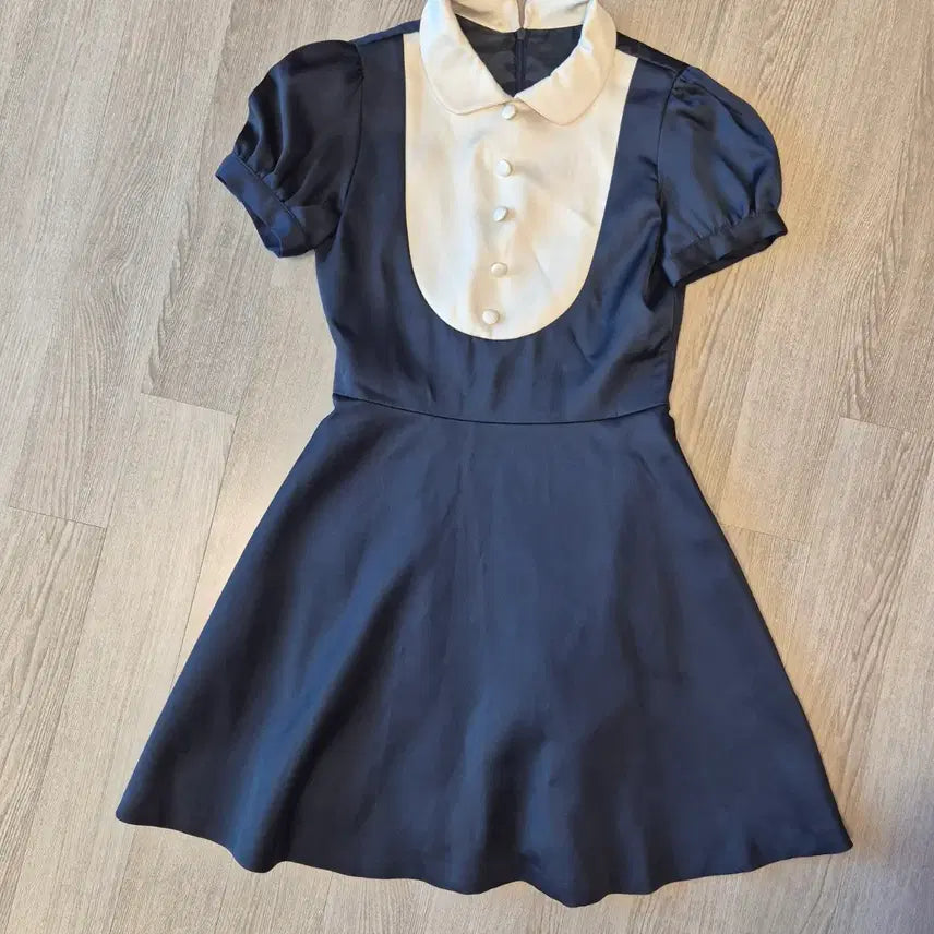 [BUNJANG] MilkCocoa Navy Color Block Collar Short Sleeve Dress / 밀크코코아 네이비 배색 카라 반팔 원피스