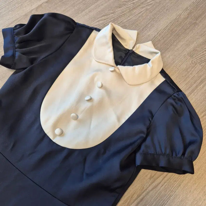 [BUNJANG] MilkCocoa Navy Color Block Collar Short Sleeve Dress / 밀크코코아 네이비 배색 카라 반팔 원피스