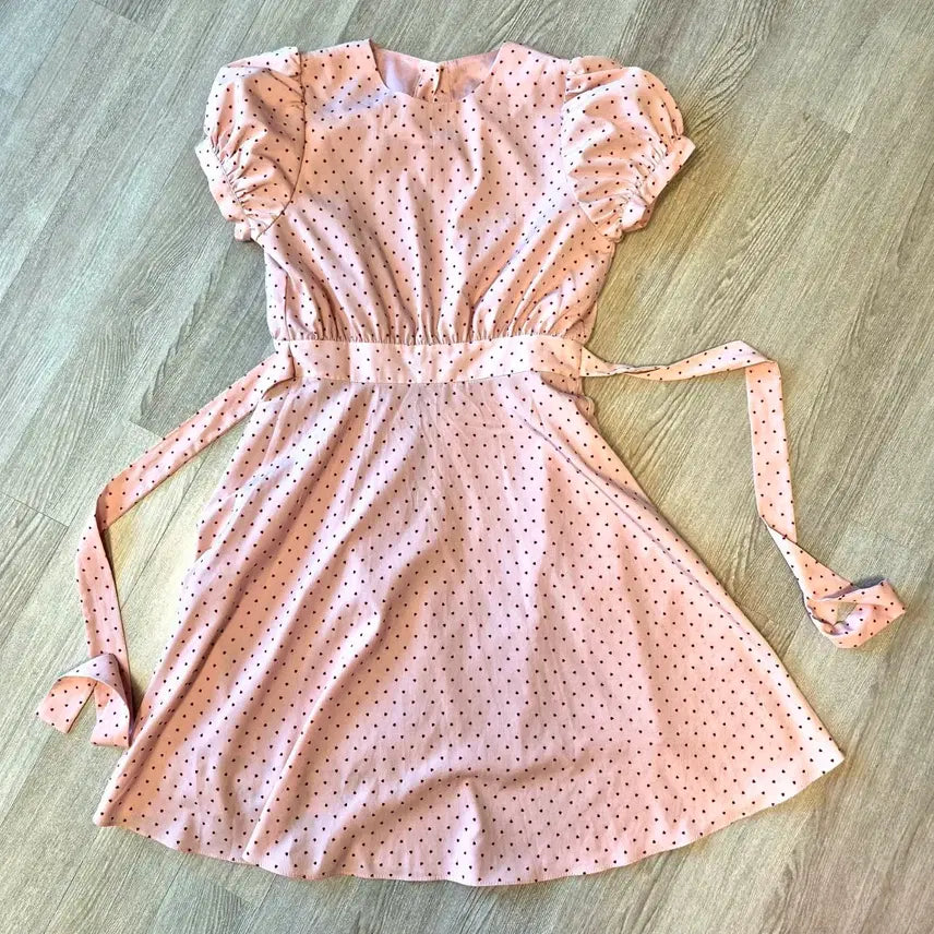 [BUNJANG] Milkcocoa Pink Heart Puff Short Sleeve Mini Dress / 밀크코코아 핑크 하트 퍼프 반팔 원피스