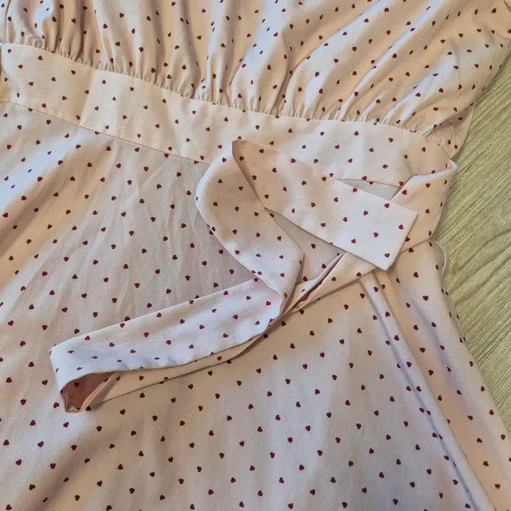 [BUNJANG] Milkcocoa Pink Heart Puff Short Sleeve Mini Dress / 밀크코코아 핑크 하트 퍼프 반팔 원피스