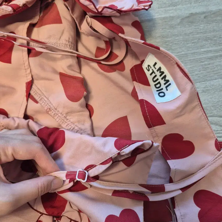 [BUNJANG] LMML Studio Heart Pattern Pink Long Dress / lmml studio 하트 패턴 핑크색 롱 원피스