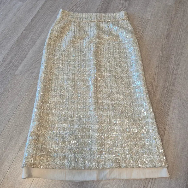 [BUNJANG] Tweed Sequin H-Line Long Skirt / 트위드 스팽글 H라인 롱 스커트