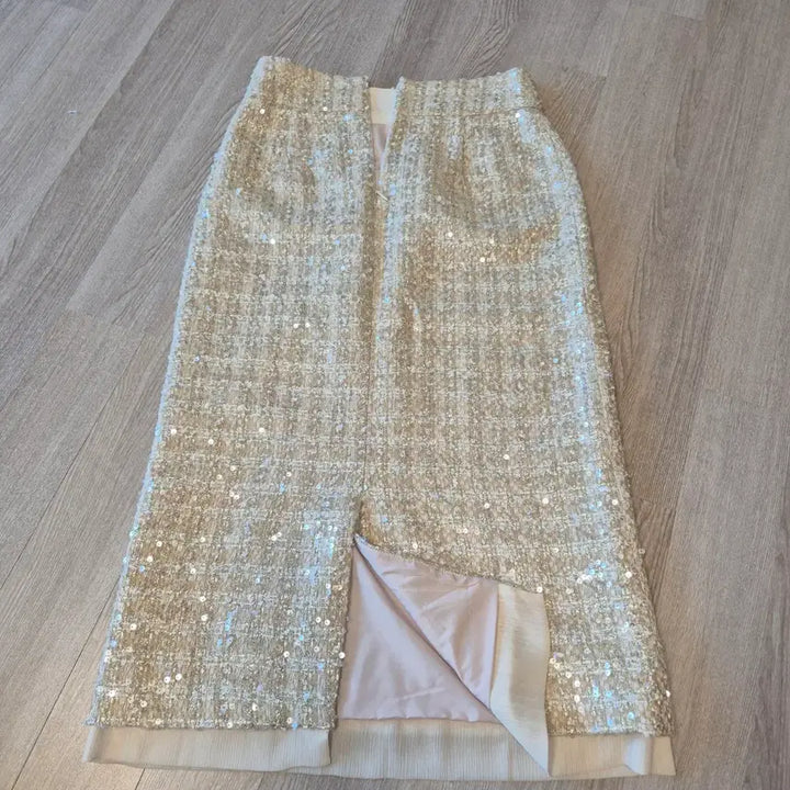 [BUNJANG] Tweed Sequin H-Line Long Skirt / 트위드 스팽글 H라인 롱 스커트