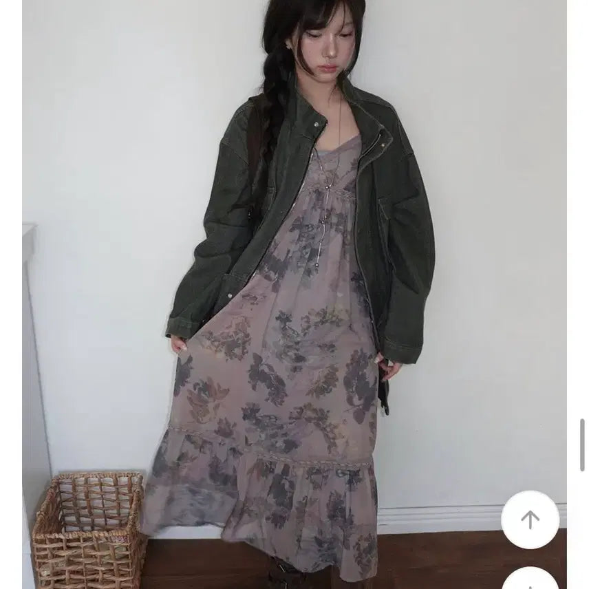 [SOLD OUT] 에이블리 모디무드 라벤더 레이스 롱 나시 원피스