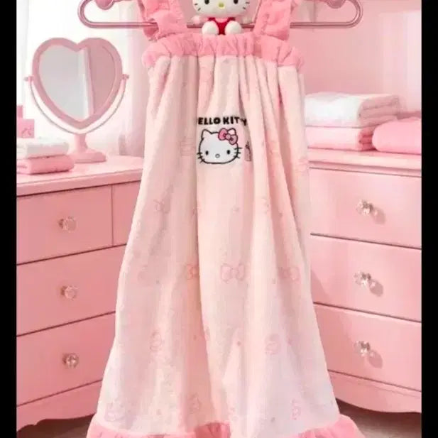 [BUNJANG] Hello Kitty Pink Sleep Dress Pajamas Bathrobe (New) / 헬로키티 핑크 수면 원피스 잠옷 목욕가운(새상품)