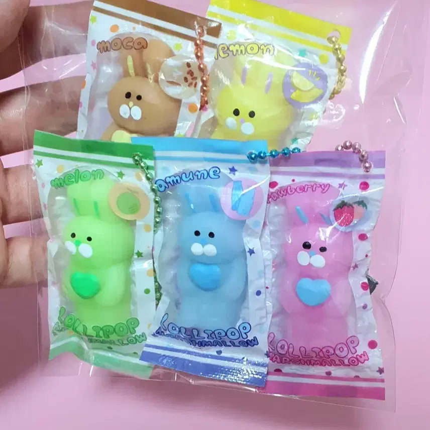 [BUNJANG] Punipuni Jelly Bunny Gacha Keyring Set of 5 / 푸니푸니 젤리 토끼 가챠 키링 5종셋트