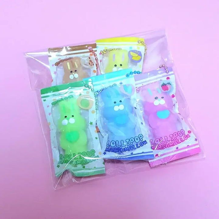 [BUNJANG] Punipuni Jelly Bunny Gacha Keyring Set of 5 / 푸니푸니 젤리 토끼 가챠 키링 5종셋트