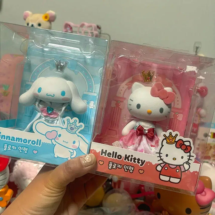 [BUNJANG] Sanrio Fluffy Plush Doll Set: Hello Kitty &amp; Cinnamoroll / 헬로키티 시나모롤 플로키 인형 세트