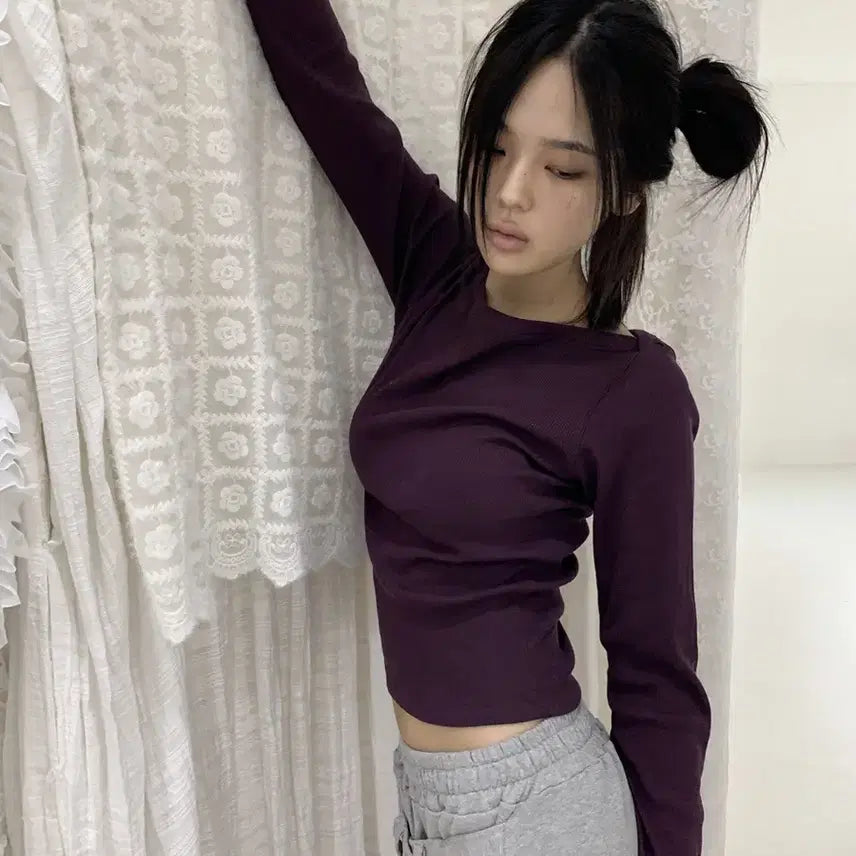 [BUNJANG] The Eiffel Ribbed Cotton Boatneck T-Shirt / 더에펠 골지 코튼 보트넥 티셔츠