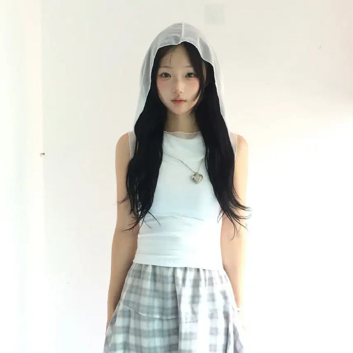 [BUNJANG] Your Binn Mist Hoodie Sleeveless White / 너의빈 미스트 후디 슬리브리스