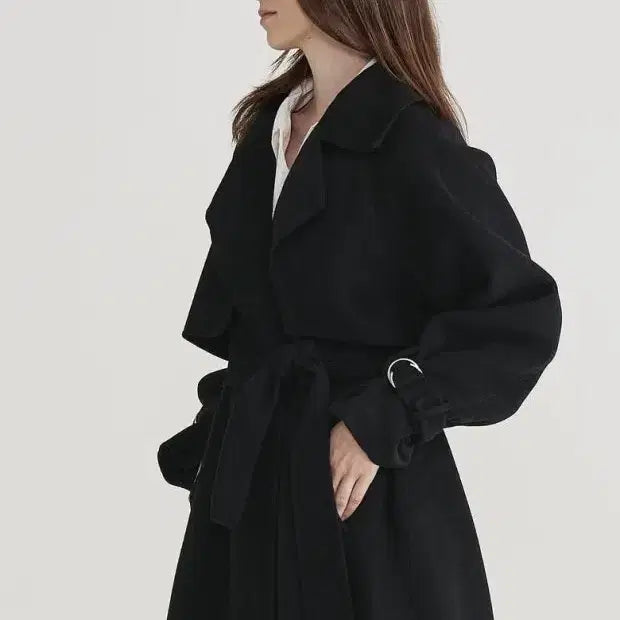 [BUNJANG] Marob Black Trench Long Coat / 원가 50만원) 마롭 블랙 트렌치 롱 코트