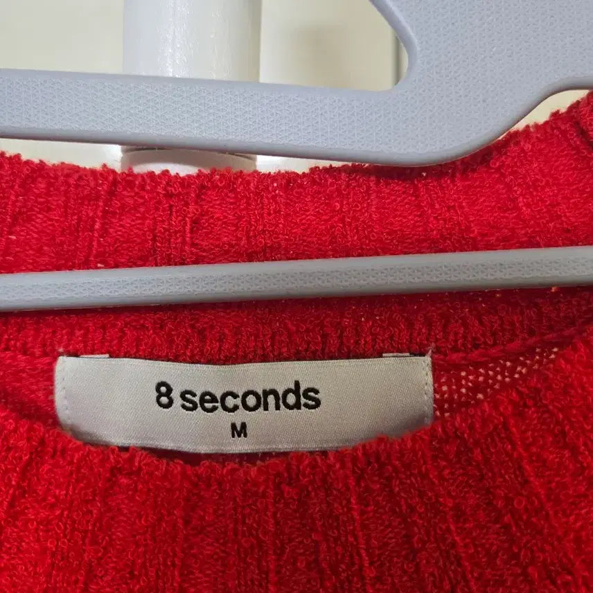 [BUNJANG] 8seconds Red Lettering Short Sleeve Knit / 8세컨즈 레드 레터링 반팔 니트