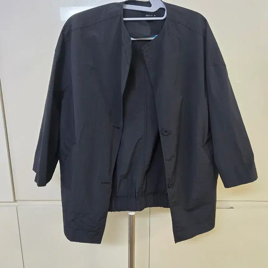 [BUNJANG] Obeir Black Lapel-less Short Jacket M / Obeir M 블랙 노카라 숏 자켓