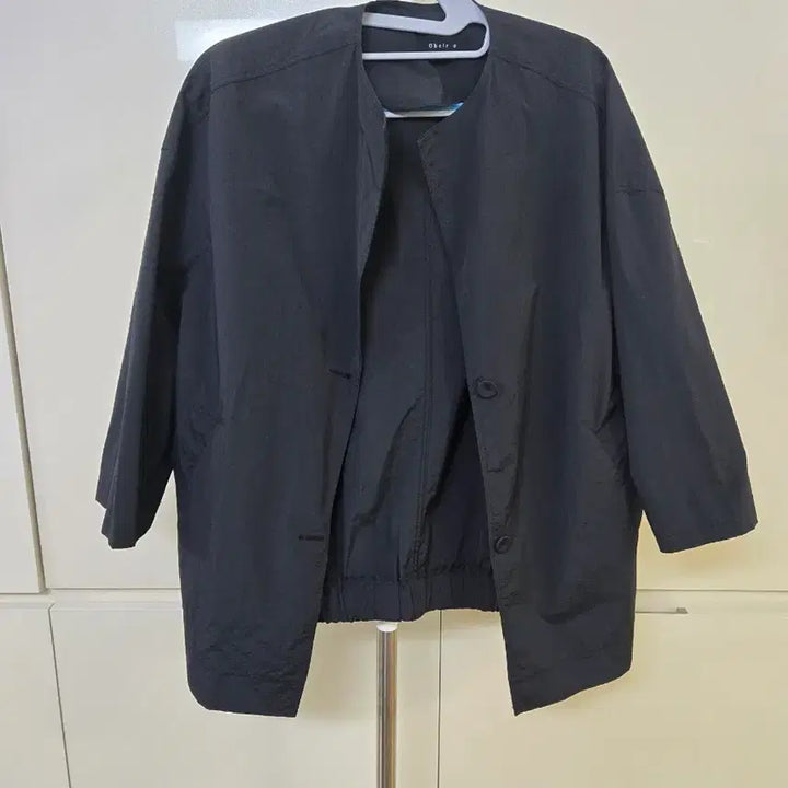[BUNJANG] Obeir Black Lapel-less Short Jacket M / Obeir M 블랙 노카라 숏 자켓