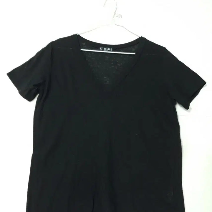[BUNJANG] Black V-Neck Short Sleeve T-Shirt / 블랙 브이넥 반팔 티셔츠 0361